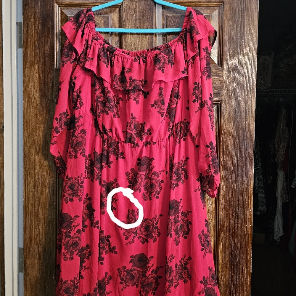 Torrid Red with Black Roses Midi Dress - Picture 5 of 7